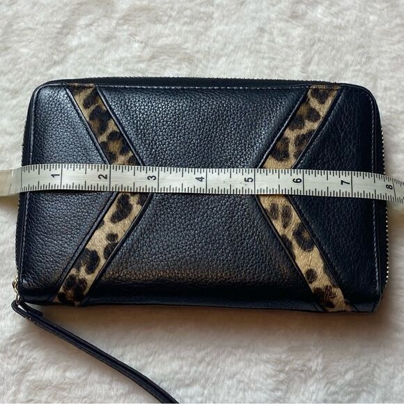 Silpada Zip Around Wristlet Black Leather With Cow Fur Accent - Picture 13 of 15